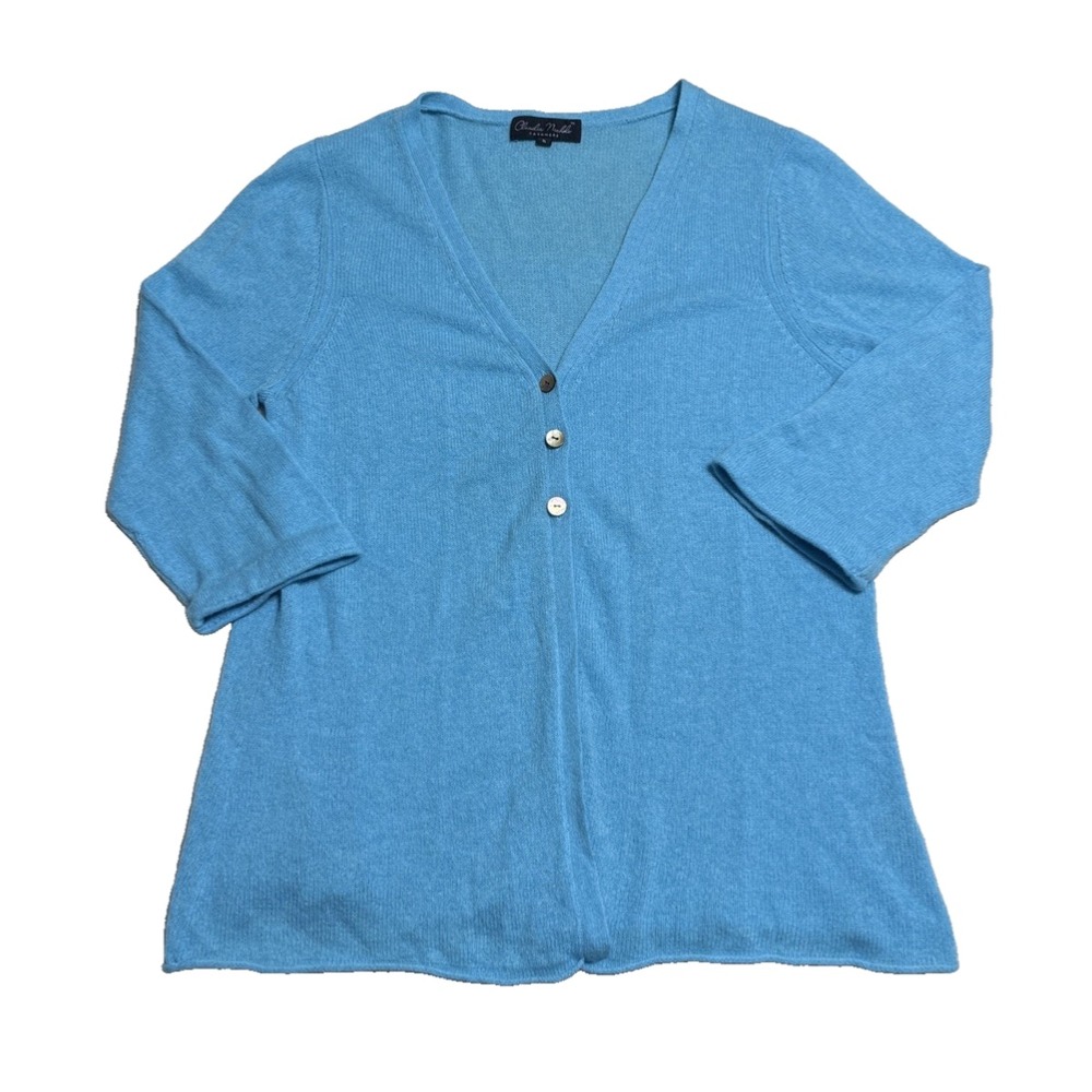 Claudia Nichole 100% Cashmere Cardigan Women's Size XL Blue 3 Button Sweater